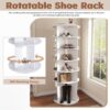 6 Tier Spinning Shoe Rack, Free Standing 360° Revolving Shoe Organizer - White - Image 14
