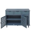 3 Door 3 Drawer Cabinet, American Furniture, Suitable For Bedroom, Living Room, Study - Blue - Image 17