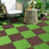 Stone Texture 12" Patio Deck Tiles, Diy - Module Interlocking Decking Tiles Floor Tile, Easy And Quick Installation Court Tiles For Porch Poolside Balcony Backyard 44 Pieces - Red Brown - Image 2