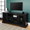 Transitional Classic 70" TV Stand For 80" TVs With 4 Glass Doors - Black - Image 3