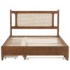 Queen Size Platform Bed With 2 Big Drawers Twin Size Trundle - Brown - Image 4