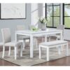 6 Piece Wooden Dining Table Set, Wooden Dining Table With 4 Upholstered Chairs And Bench For 6 People, Rectangular Dining Table Set With Crystal Decoration For Kitchen, Dining Room - White - Image 2