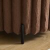 Upholstered Round Pouf Ottoman Foot Rest With Black Metal Legs - Brown - Image 6