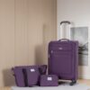 3 Piece Set (18/Travelbag/Toiletry Bag), Softshell Suitcase Spinner Wheels Terylene Polyester Luggage Sets Carry On Suitcase Luggage Lightweight Durable Suitcase - Purple - Image 2