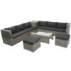 8 Piece Patio Sectional Wicker Rattan Outdoor Furniture Sof Set With One Storage Box Under Seat And Cushion Box - Gray / Black - Image 21
