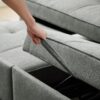 3 In 1 Convertible Sleeper Sofa Bed, Modern Fabric Loveseat Futon Sofa Couch Pullout Bed, Small Love Seat Lounge Sofa Reclining Backrest, Pillows, Pockets, Home Furniture For Living Room - Gray - Image 7