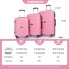 Hardshell Suitcase Spinner Wheels Pp Luggage Sets Lightweight Durable Suitcase With Tsa Lock, 3 Piece Set (20/24/28) - Pink - Image 3