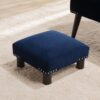 Jules - Square Accent Footstool Ottoman - Navy Blue - Image 5