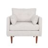 Contemporary Fabric Club Chair With Birch Wood Legs - Beige - Image 4