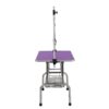 Folding Dog Pet Grooming Table Stainless Steel Frame Rubber Mat On Board With Adjustable Arm And Clamps Pet Dog Cat Grooming Table - Purple - Image 4