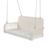 PE Wicker Porch Swing, 2 Seater Hanging Bench With Chains, Patio Furniture Swing For Backyard Garden Poolside - White / Gray - Image 8