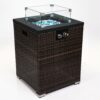 Wicker Fire Pit Column With Glass Wind Guard - Dark Brown - Image 2