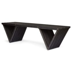 Gloaming - Outdoor Bench With Slat Design And Triangular Base - Dark Gray