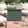 Outdoor Fire Pit Table With Lid Durable Construction - Gray - Image 5