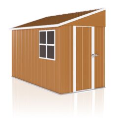 Heavy Duty Metal Storage Shed With Double Doors, Windows & Ventilation Weatherproof Iron Outdoor Garden Shed - Brown