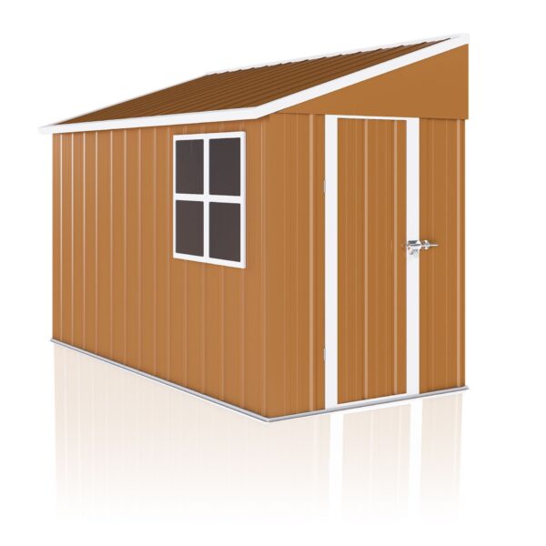 Heavy Duty Metal Storage Shed With Double Doors, Windows & Ventilation Weatherproof Iron Outdoor Garden Shed - Brown