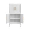 Metal Kitchen Storage Cabinet, Kitchen Pantry Storage Cabinet With Doors And Shelves, Storage Cabinet With Adjustable Leveling Foot For Kitchen, Living Room And Dining Room - White - Image 3