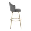 Ahoy - Contemporary Fixed Height Bar Stool Round Gold Footrest (Set of 2) - Gray / Gold - Image 3