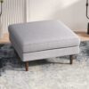 Amber - Square Upholstered Ottoman Linen - Light Gray - Image 6