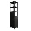Storage Tall Slim Cabinet With Shutter Door And 3 Tier Shelves - Natural Bamboo, 64.76 Inches - Black - Image 5