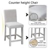 5 Piece Counter Height Table Set, Wooden Kitchen Table Set With Square Table And 4 Upholstered Chairs, Counter Height Dining Table With Crystal Decoration And Chair Set - Silver Gray - Image 8