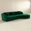 Elijah - Japandi Style Curvy Sectional Sofa - Green - Image 4
