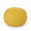 Bordeaux - Knitted Cotton Round Pouf, Versatile Ottoman Or Floor Cushion - Yellow - Image 4