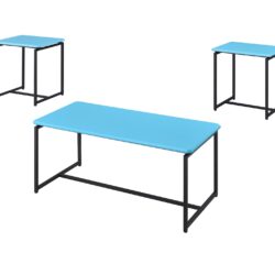 GT - 3 Piece Carbon Fiber Wrap Coffee Table And End Table (Set of 3) - Blue