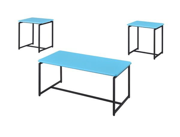 GT - 3 Piece Carbon Fiber Wrap Coffee Table And End Table (Set of 3) - Blue