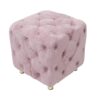 Modern Velvet Upholstered Ottoman, Exquisite Small End Table, Soft Foot Stool, Dressing Makeup Chair, Comfortable Seat For Living Room, Bedroom, Entrance - Pink - Image 7