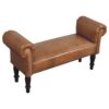 Buffalo - Leather Rolled Arms Bench - Brown - Image 4