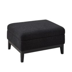 Upholstered Wood Base Storage Ottoman With Reversible Lid Coffee Table, Foot Stool Square Footrest With Rubberwood Legs For Living Room Bedroom Entryway And Office - Black