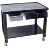 Transmission Teardown Work Station 1 / 2 Ton Capacity Sloping Drain Table Locking Drawer Removable Drain Basin Full-Width Lower Shelf Four Caster Wheels - Black - Image 6