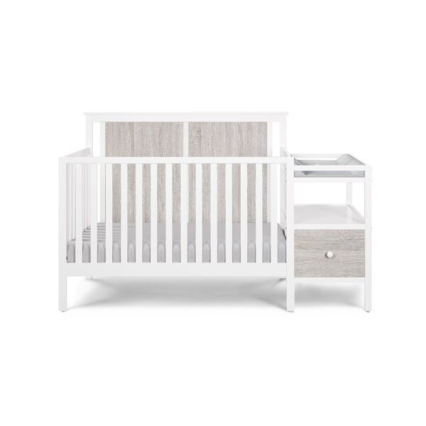 Connelly - 4 In 1 Crib and Changer Combo - White, Rockport Gray