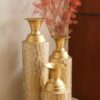 Metal Decorative Vases High Distress Metal Center Vases With Growing Vine Patterns, (Set of 3) Vases For Home Decoration - Gold - Image 10