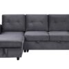 Hudson - Velvet Reversible Sleeper Sectional Sofa With Storage Chaise - Dark Gray - Image 2