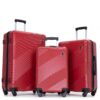 3 Piece Luggage Sets Lightweight Suitcase With Two Hooks, Spinner Wheels, (20/24/28) - Red - Image 12