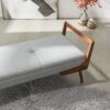 Cora - Mid-Century Modern Gray Bench - Gray - Image 3