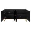 Carved 4 Door Sideboard, Sideboard Buffet Cabinet With Storage, Modern Coffee Bar Cabinet With Adjustable Shelf For Living Room, Dining Room, Kitchen - Black - Image 6