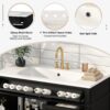 Bathroom Vanity With Top Sink, Modern Bathroom Storage Cabinet, 2 Drawers And A Tip-Out Drawer, Single Sink Bathroom Vanity - Black - Image 7