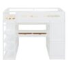Full Size Loft Bed With Desk, Wardrobes, 4 Drawers And 4 Shelves - White - Image 7
