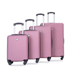Luggage 4 Piece Lightweight Suitcase With Rotating Wheels, 24" And 28" With Tsa Lock, (16/20/24/28) - Pink