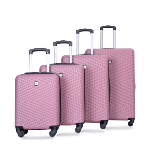 Luggage 4 Piece Lightweight Suitcase With Rotating Wheels, 24" And 28" With Tsa Lock, (16/20/24/28) - Pink