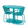 3 Piece Elegant Outdoor Bistro Set With 2 Chairs And Oval Table - Teal - Image 4