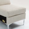 Modular Sectional Sofa Armless Seat Module, Corduroy Sectional Couch, Single Couch Modular Armless Accent Chair With Back Cushion - Beige - Image 9