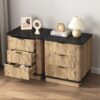 Multi Functional 3 Drawer Nightstand, Perfect For Storing Items Of Different Heights, A Perfect Combination Of Nature And Fashion - Black - Image 5