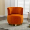 360 Degree Swivel Cuddle Barrel Accent Sofa Chair, Fluffy Round Armchair - Orange - Image 4