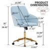 Adjustable Office Chair, Ergonomic Swivel Chair With Golden Base, Comfortable For Long Sitting - Baby Blue - Image 3