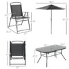 Outsunny - 8 Piece Patio Dining Set With Table Umbrella, 6 Folding Chairs And Rectangle Dining Table, Outdoor Patio Furniture Set - Black - Image 3