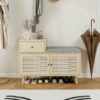 2 Door Shoe Cabinet With 1 Drawer, Freestanding Modern Shoe Storage Cabinet, For Entryway - Natural - Image 2